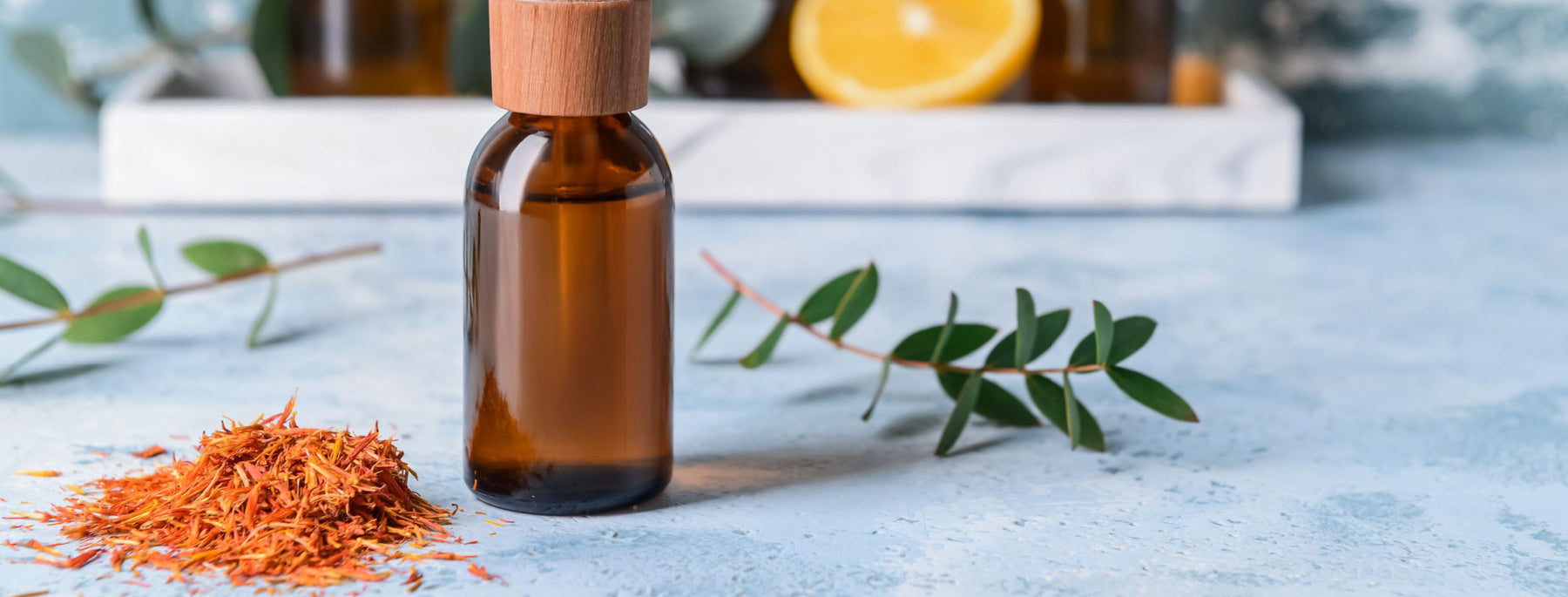 essential oil bottle with saffron
