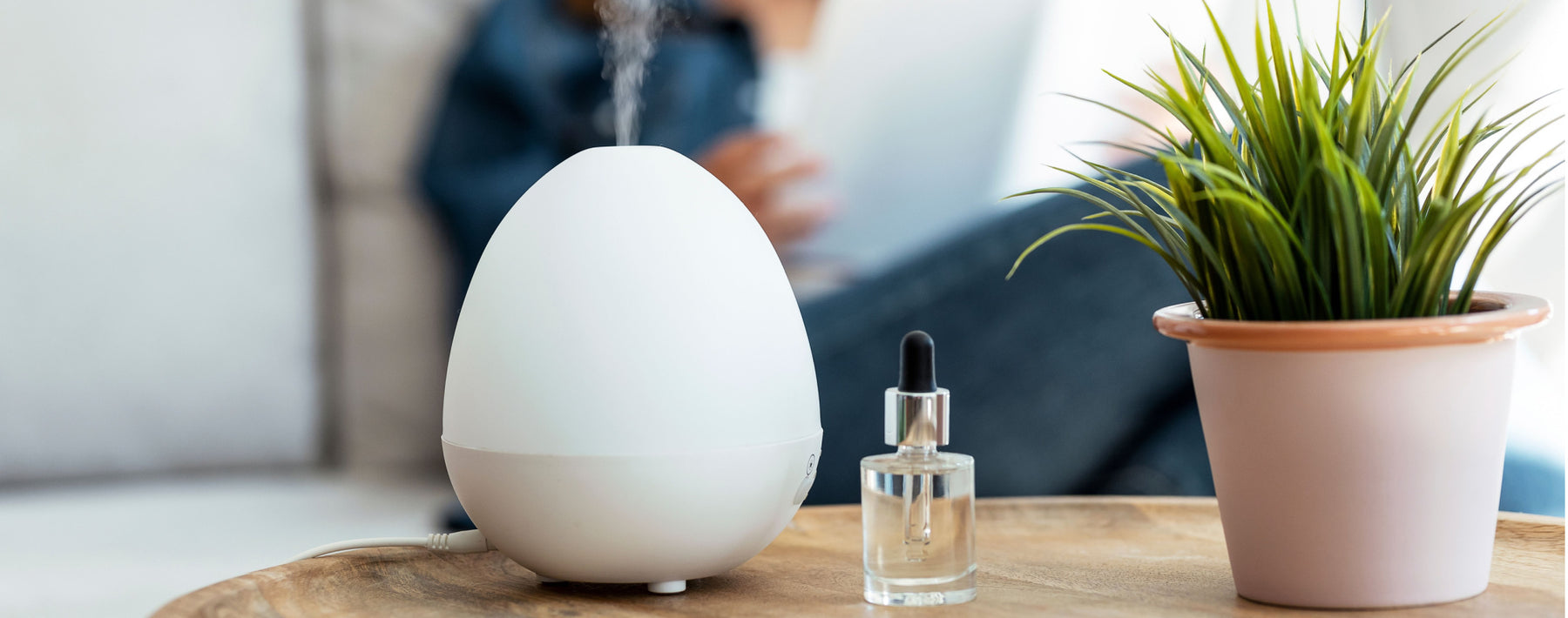diffuser and essential oil with plant