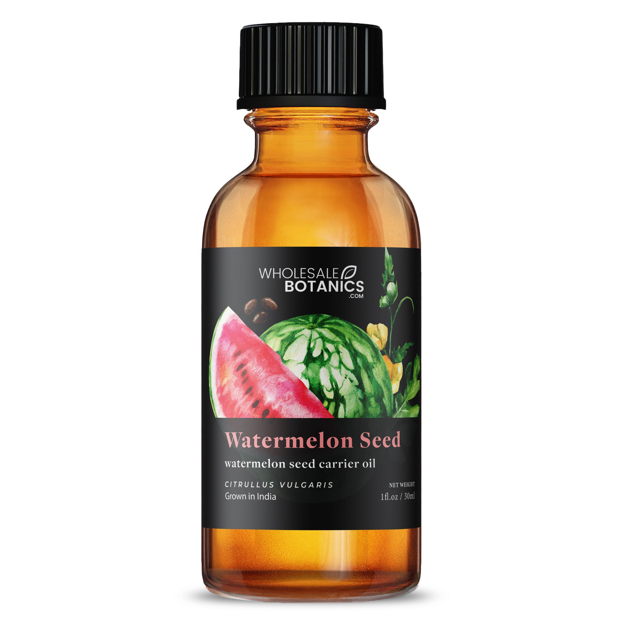 A bottle of watermelon seed oil. Packaging of natural essential oil or  serum for the face